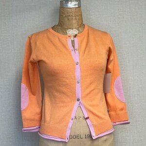 NWT Deadstock 2000s Coquette Color Blocked Elbow Patch Cardigan Sweater Large